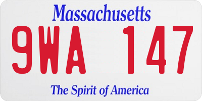 MA license plate 9WA147