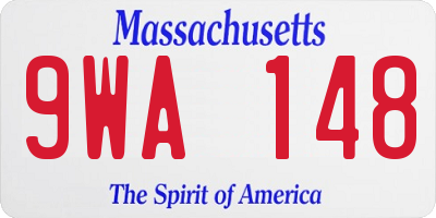 MA license plate 9WA148