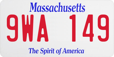 MA license plate 9WA149