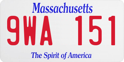 MA license plate 9WA151