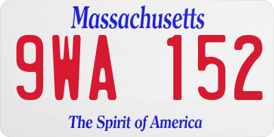 MA license plate 9WA152