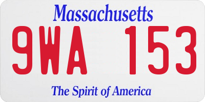 MA license plate 9WA153