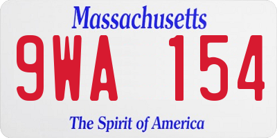 MA license plate 9WA154