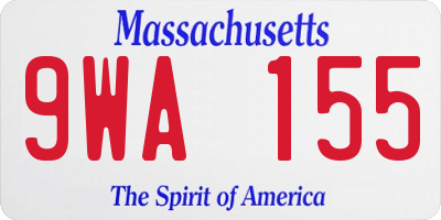 MA license plate 9WA155
