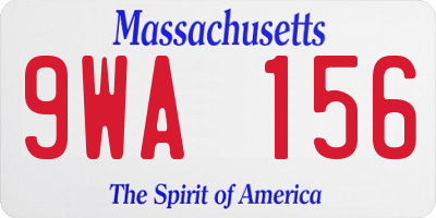 MA license plate 9WA156