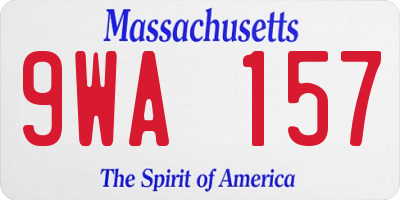 MA license plate 9WA157