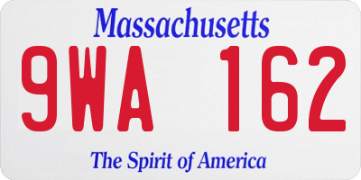 MA license plate 9WA162
