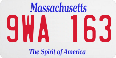 MA license plate 9WA163