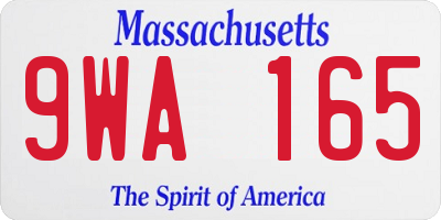MA license plate 9WA165