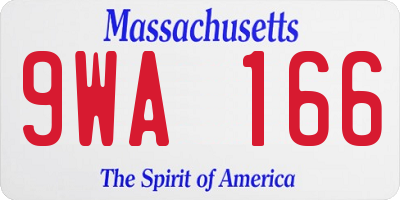 MA license plate 9WA166