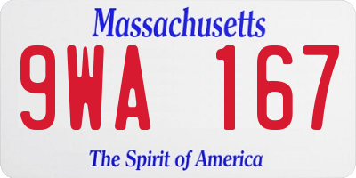 MA license plate 9WA167