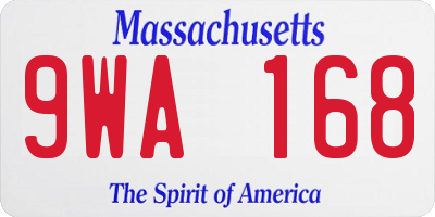 MA license plate 9WA168