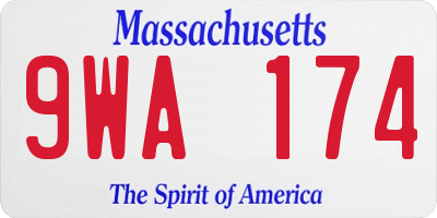 MA license plate 9WA174