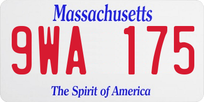 MA license plate 9WA175