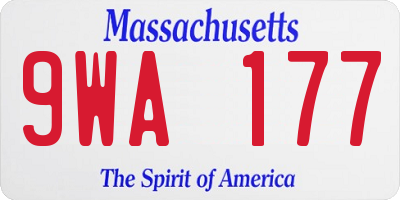 MA license plate 9WA177