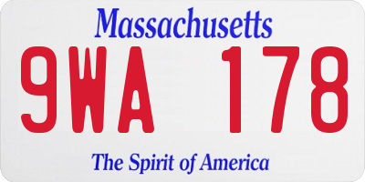 MA license plate 9WA178