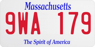 MA license plate 9WA179