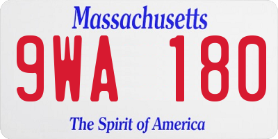 MA license plate 9WA180
