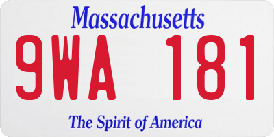MA license plate 9WA181