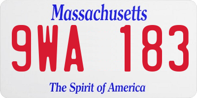 MA license plate 9WA183