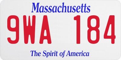 MA license plate 9WA184