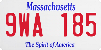 MA license plate 9WA185