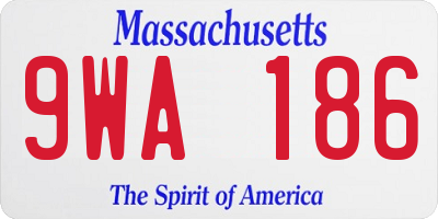 MA license plate 9WA186