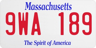 MA license plate 9WA189