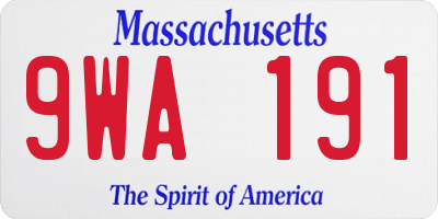 MA license plate 9WA191