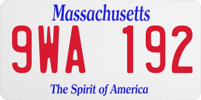 MA license plate 9WA192