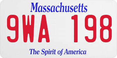MA license plate 9WA198