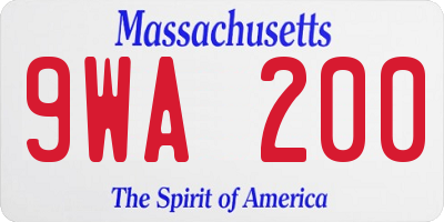 MA license plate 9WA200