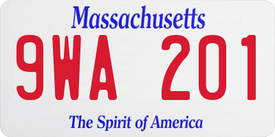 MA license plate 9WA201