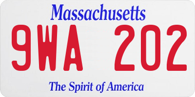 MA license plate 9WA202
