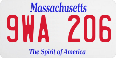 MA license plate 9WA206