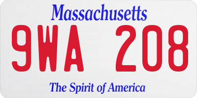 MA license plate 9WA208