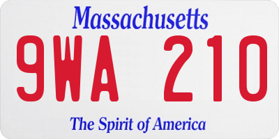 MA license plate 9WA210