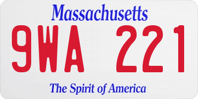 MA license plate 9WA221