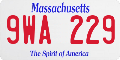 MA license plate 9WA229