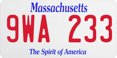 MA license plate 9WA233
