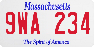 MA license plate 9WA234