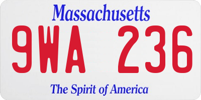 MA license plate 9WA236