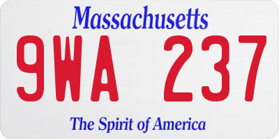 MA license plate 9WA237