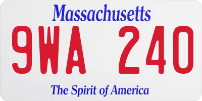 MA license plate 9WA240