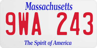 MA license plate 9WA243