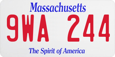 MA license plate 9WA244