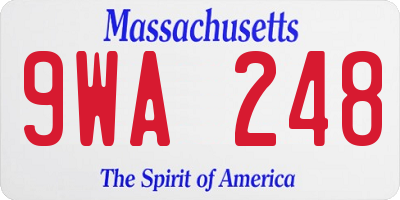 MA license plate 9WA248