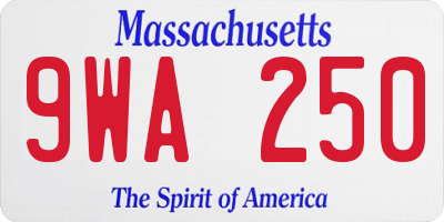 MA license plate 9WA250