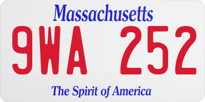 MA license plate 9WA252