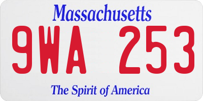 MA license plate 9WA253